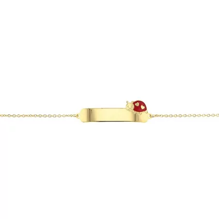 Bracelet Identité avec une petite Coccinelle, en or 9 carats