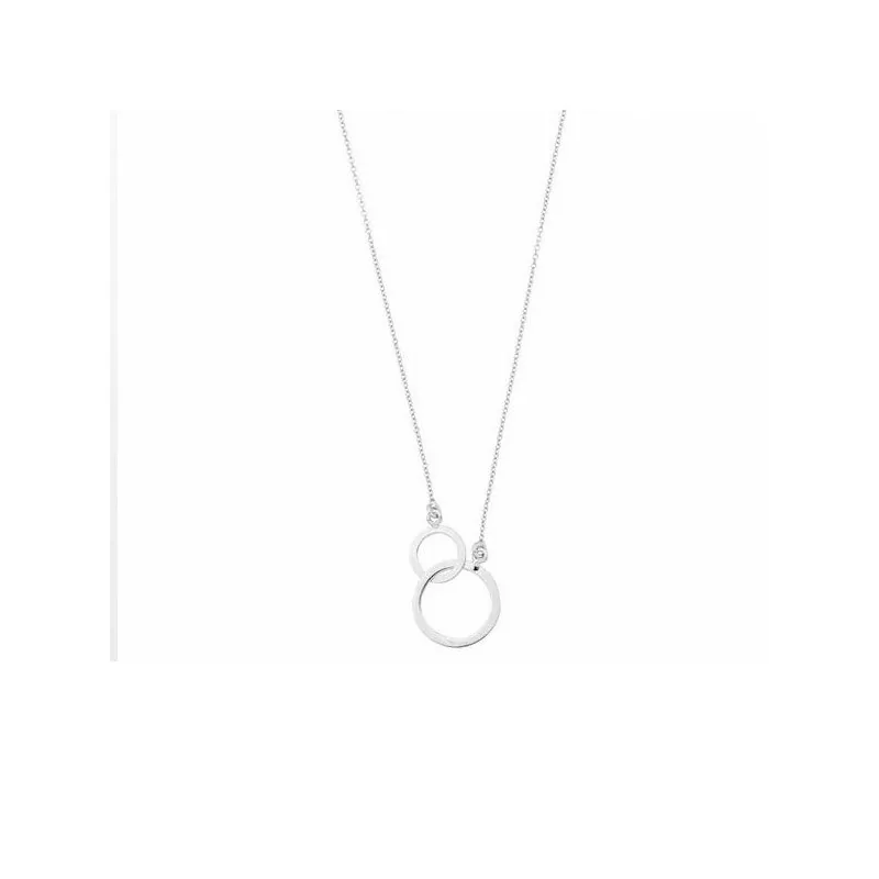 Collier Double cercles or 9 carats blanc