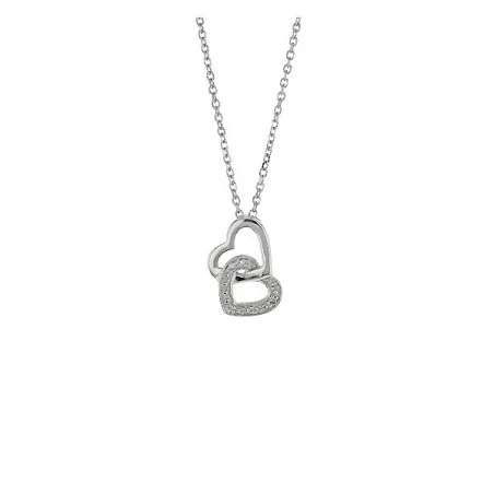 Collier duo Coeurs, or 9 carats blanc