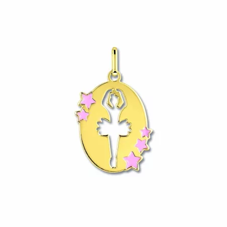 Pendentif Ovale avec Danseuse en or 9 carats