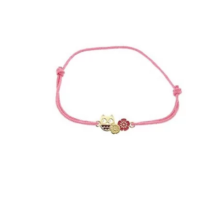 Bracelet Hibou, cordon et or 9 carats