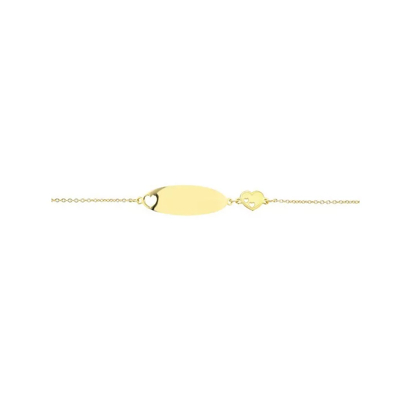 Bracelet Identité avec Coeurs en or jaune 9 carats