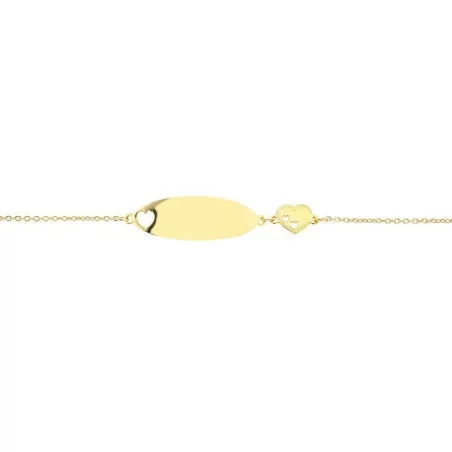 Bracelet Identité avec Coeurs en or jaune 9 carats