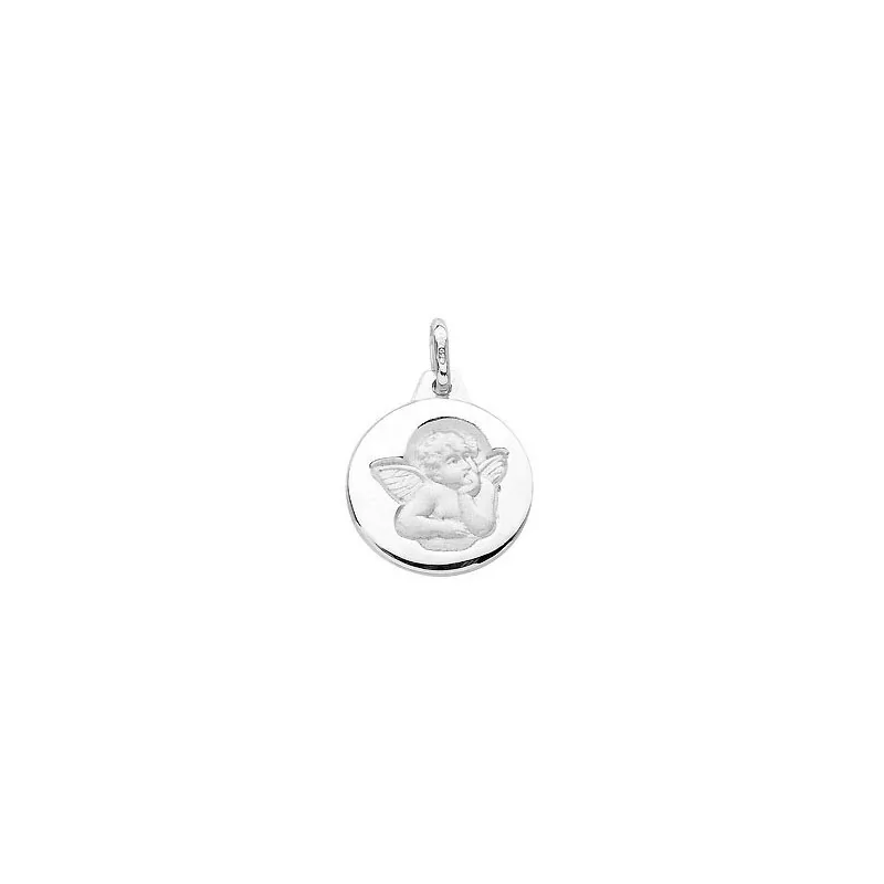 Médaille Ange or blanc 18 carats