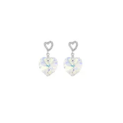 Boucles d'oreilles, Crystal Jewellery, Coeurs Blancs 1011037