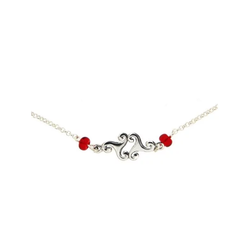 Collier Triskell avec perles rouges