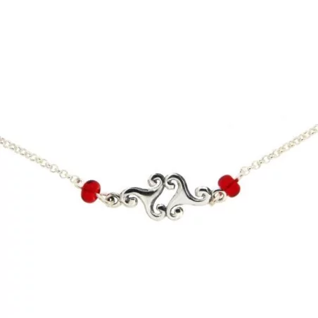 Collier Triskell avec perles rouges