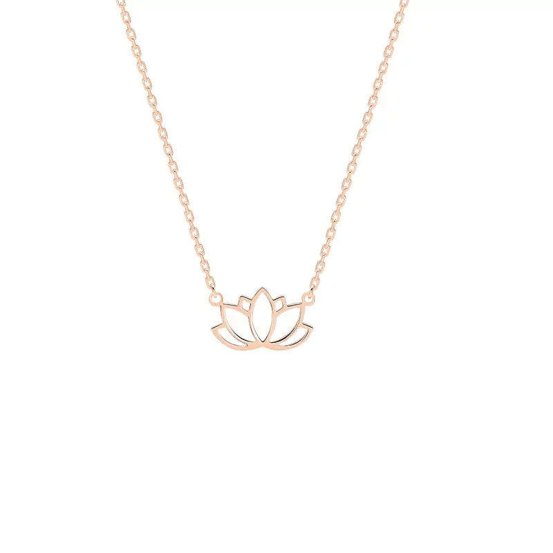 Collier Kirigami, Fleur de Lotus en plaqué or rose doré