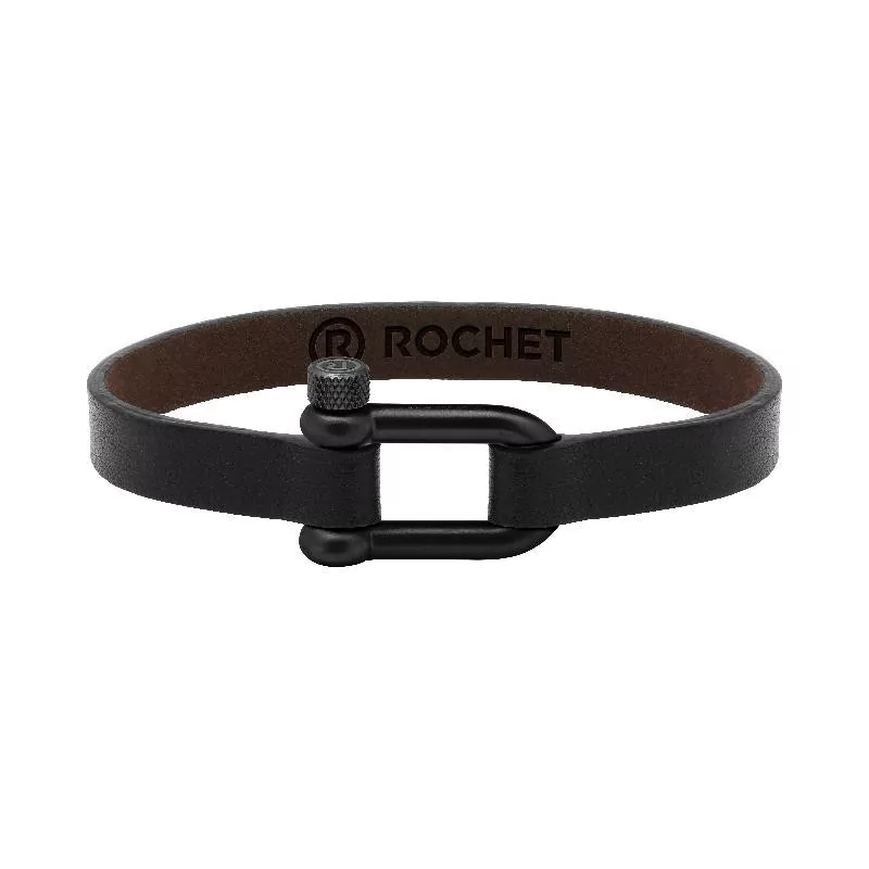 Bracelet Aviateur Rochet en cuir noir- B80810101M