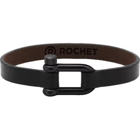Bracelet Aviateur Rochet en cuir noir- B80810101M