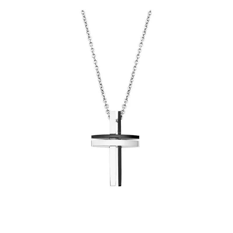 Collier Croix Lotus Style, en acier - LS1984-1/1