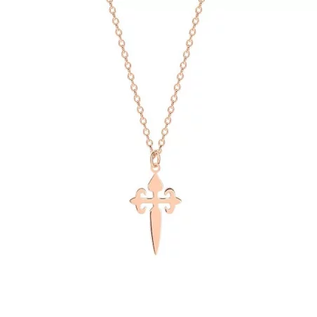 Collier Croix de Saint Jacques en plaqué rose doré