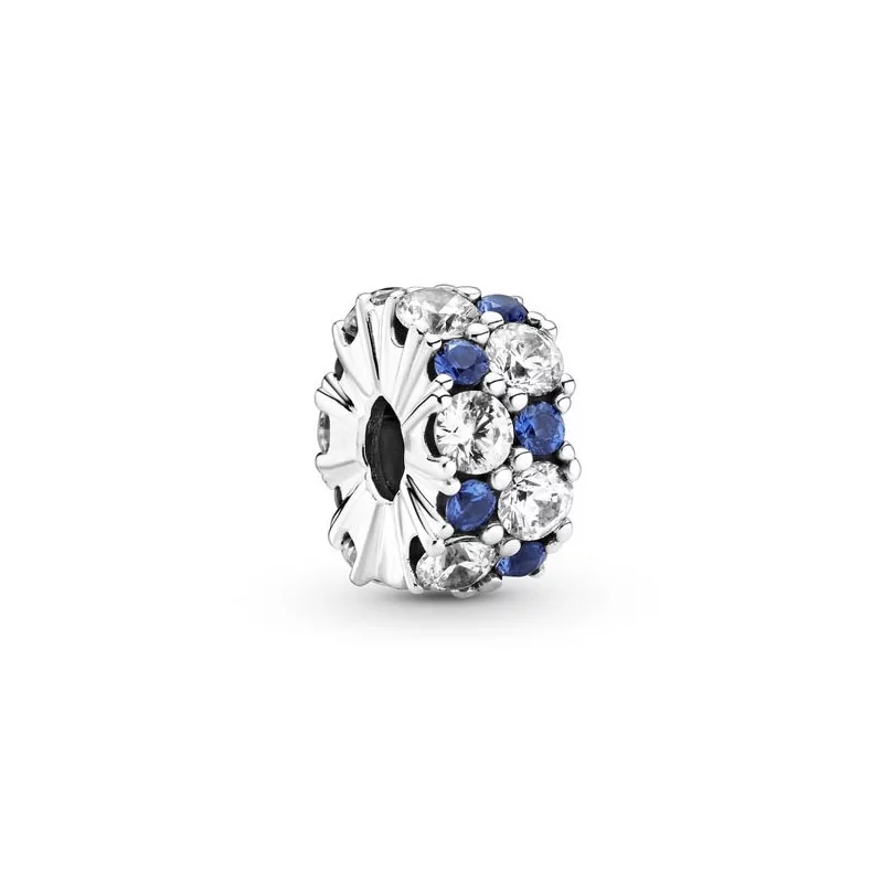 Pandora Clip Scintillant Blanc & Bleu - 799171C01