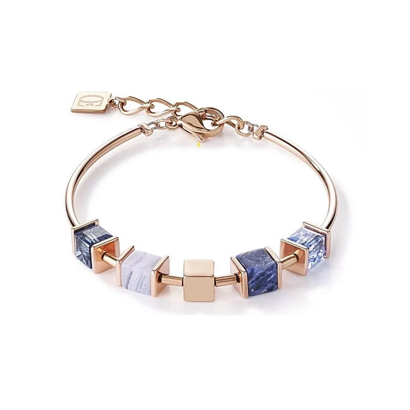 Bracelet Coeur de Lion, Geo Cube, Bleu & doré - 5052/30-0700