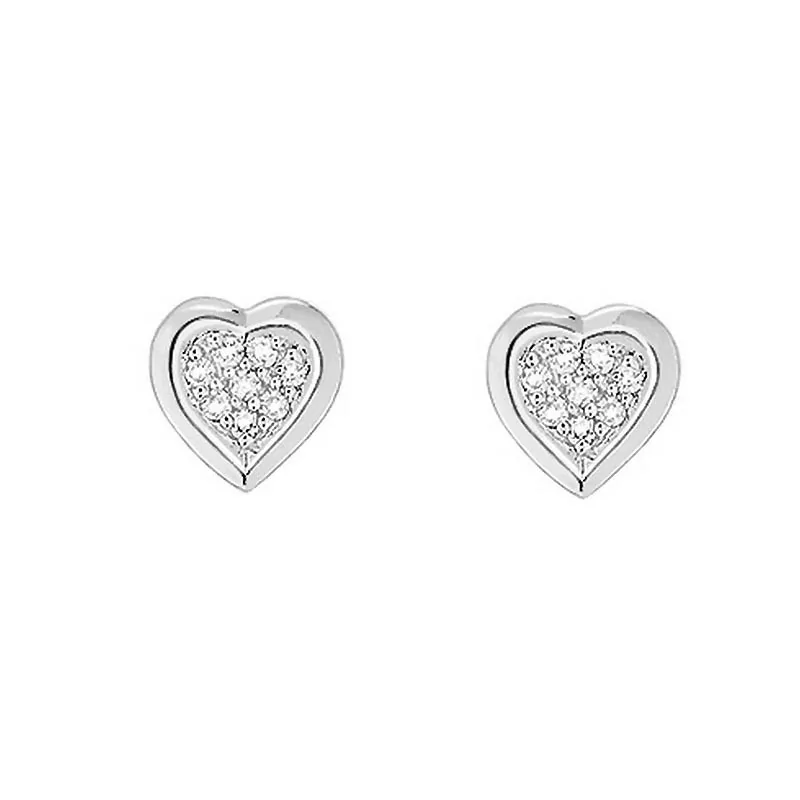 Boucles d'oreilles Coeurs Diamants or gris 9 carats