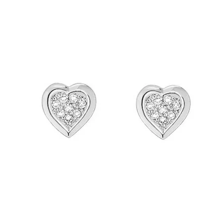 Boucles d'oreilles Coeurs Diamants or gris 9 carats