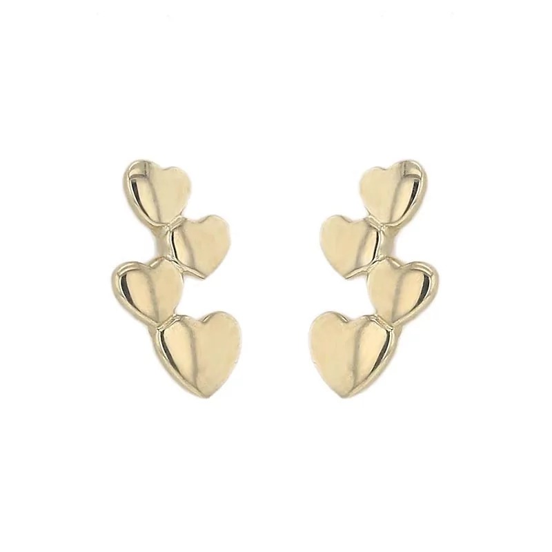 Boucles d'oreilles multitudes de Coeurs en or jaune 9 carats