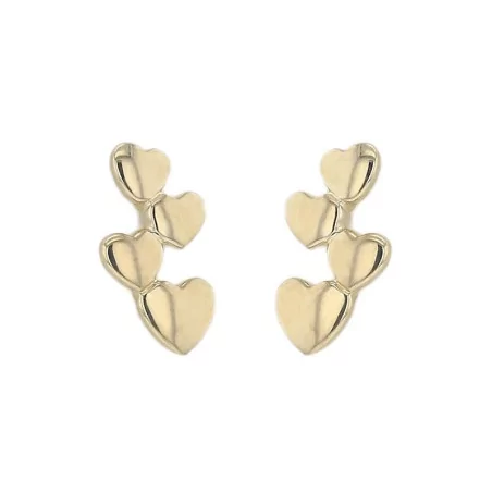 Boucles d'oreilles multitudes de Coeurs en or jaune 9 carats