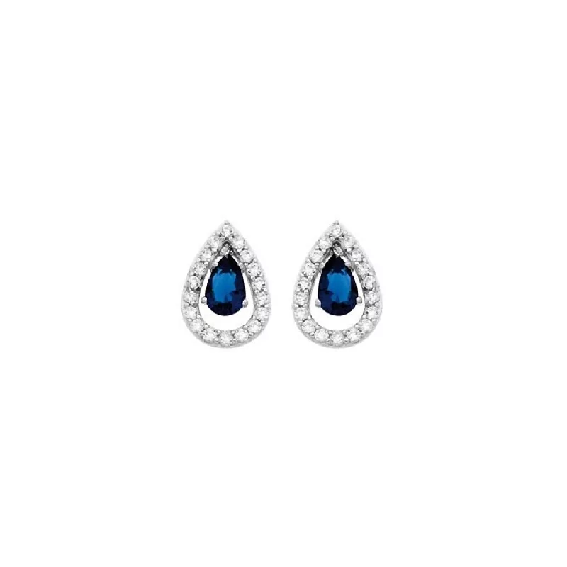 Boucles d'oreilles Forme Gouttes, pierre bleue et en argent