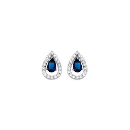 Boucles d'oreilles Forme Gouttes, pierre bleue et en argent