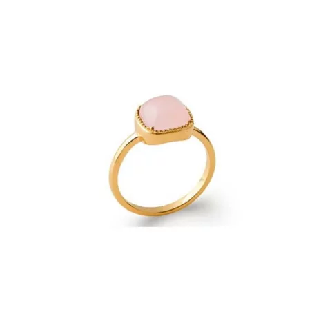Bague solitaire Quartz rose et plaqué or