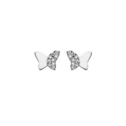 Boucles d'oreilles Papillon empierré, en argent