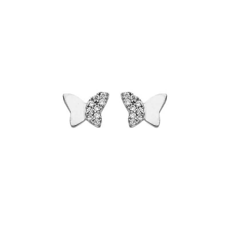Boucles d'oreilles Papillon empierré, en argent