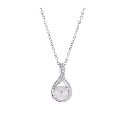 Collier Fantaisie Perle blanche, en argent
