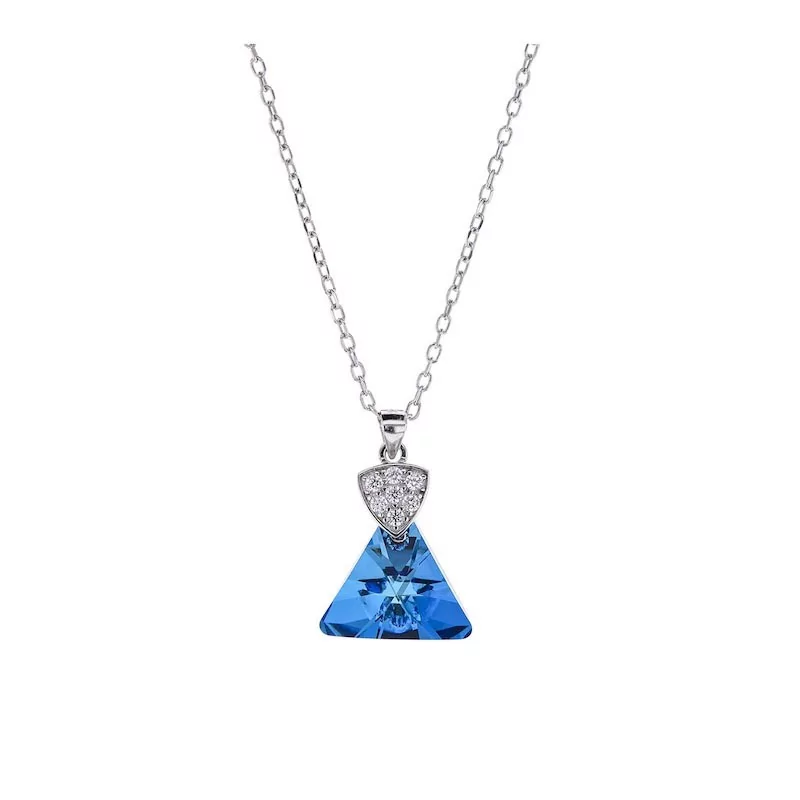 Collier Crystal Jewellery, Triangle bleu, en argent