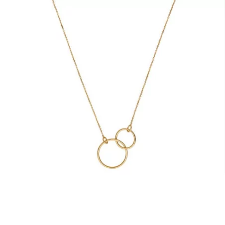 Collier Double cercles or 375 millièmes jaune