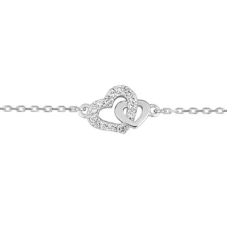Bracelet Duo Coeurs, en argent