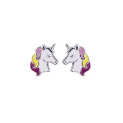 Boucles d'oreilles Tête de Licorne en argent