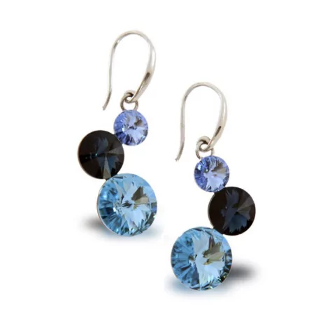 Boucles d'oreilles, Crystal Jewellery, Bleues, en argent