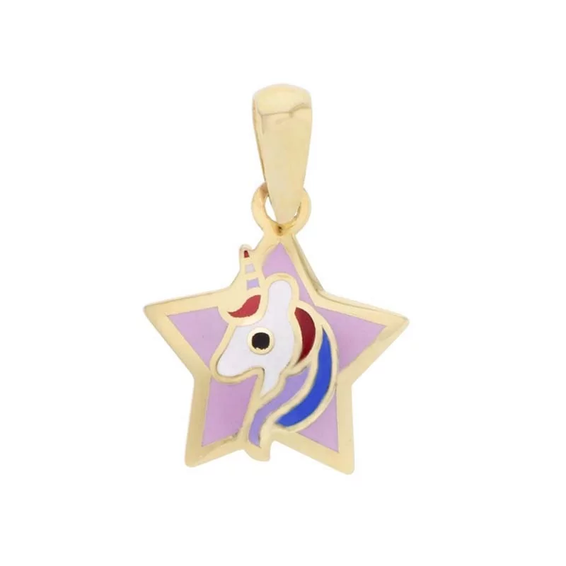 Pendentif Licorne avec étoile, en or 375 millièmes