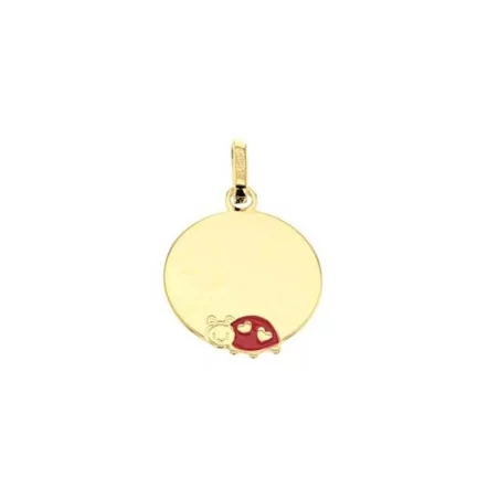 Pendentif rond avec Coccinelle, or 375 millièmes