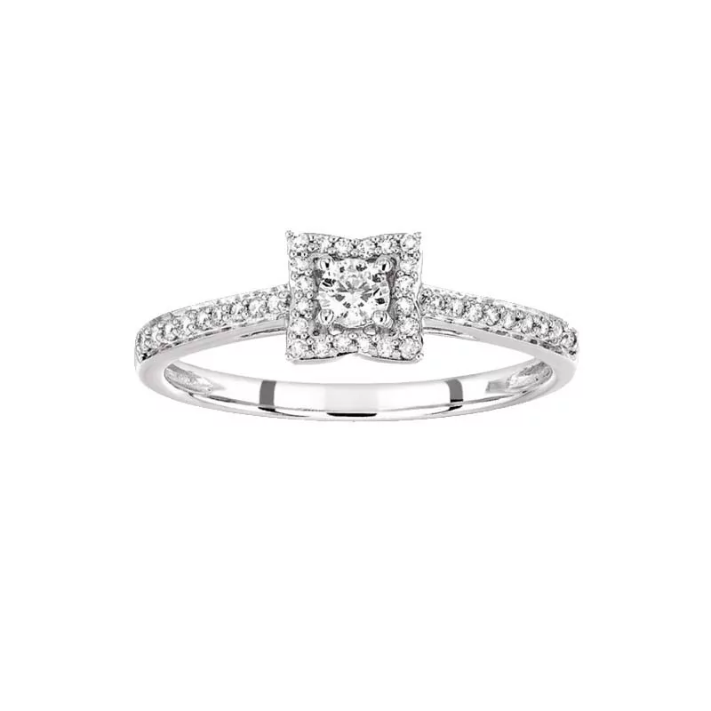 Bague Solitaire diamant accompagné en or 375 millièmes