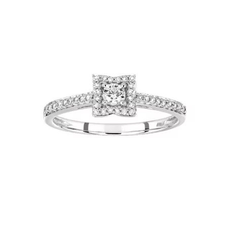 Bague Solitaire diamant accompagné en or 375 millièmes