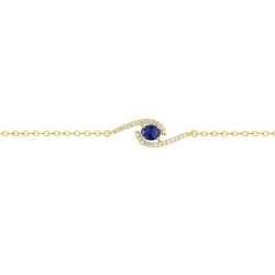Bracelet 3 pierres bleues, en plaqué or
