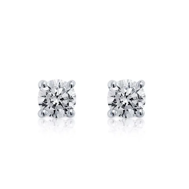 Boucles d'oreilles Diamants (0,130 carat) et or gris 750 millièmes