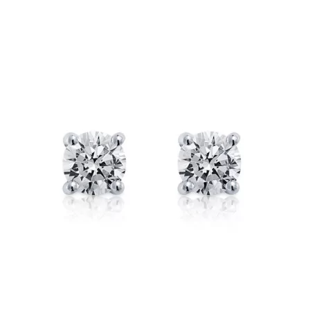 Boucles d'oreilles Diamants (0,130 carat) et or gris 750 millièmes