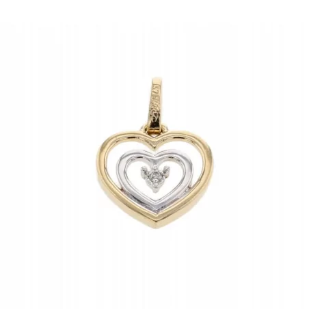 Pendentif Coeur bicolore avec un diamant et or 375 millièmes