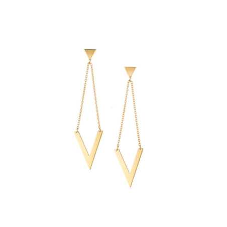 Boucles d'oreilles V pendantes en or 375 millièmes