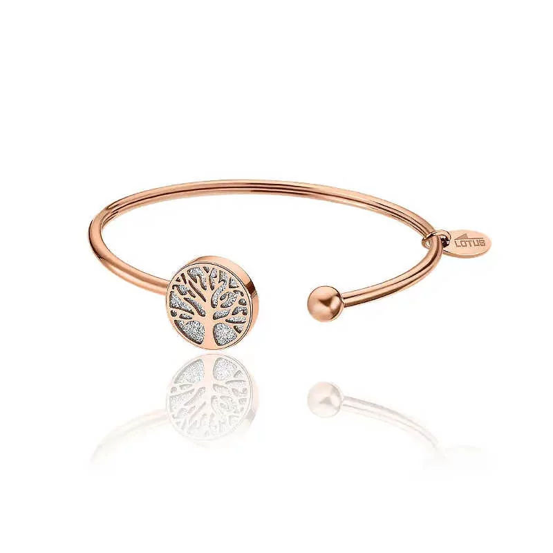 Bracelet jonc Lotus rosegold avec motif arbre de vie