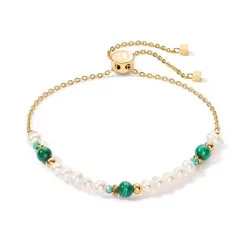 Bracelet Coeur de Lion, perles blanches et vertes - 1108/30-0500
