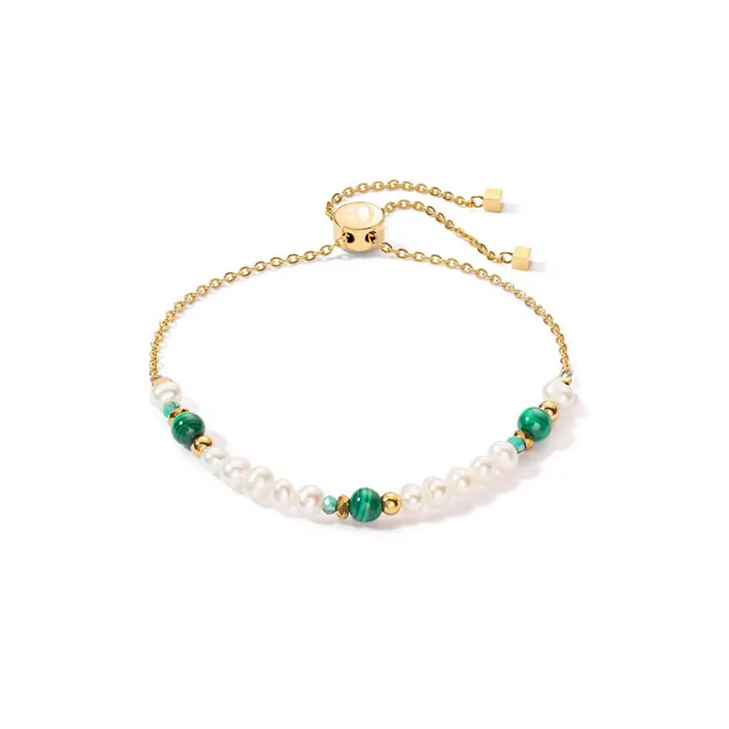Bracelet Coeur de Lion, perles blanches et vertes - 1108/30-0500
