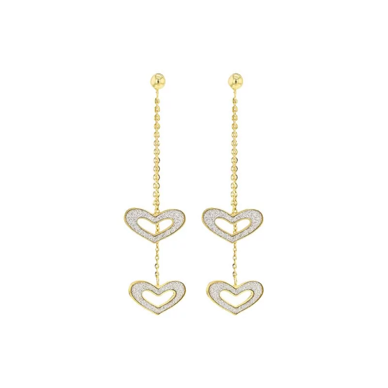 Boucles d'oreilles Coeurs pendants en or 375 millièmes.