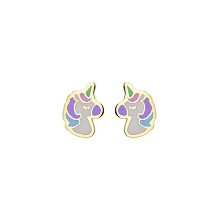 Boucles d'oreilles Licornes colorées, en or 375 millièmes