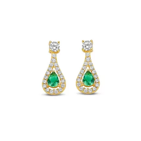 Boucles d'oreilles Naiomy, Elégance - en argent avec oxydes vert et blancs