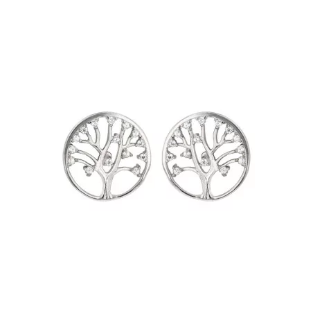 Boucles d'oreilles Arbre de Vie, en argent et parsemé d'oxydes