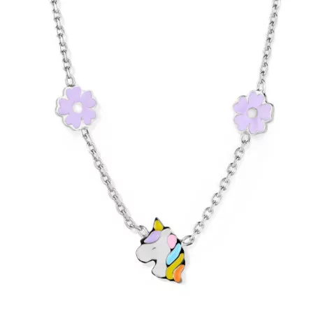 Collier Naiomy Princess, Licorne colorée, en argent